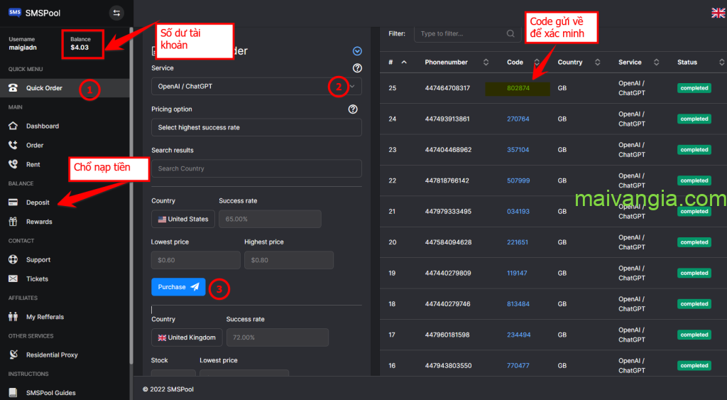 cách sử dụng smspool.net