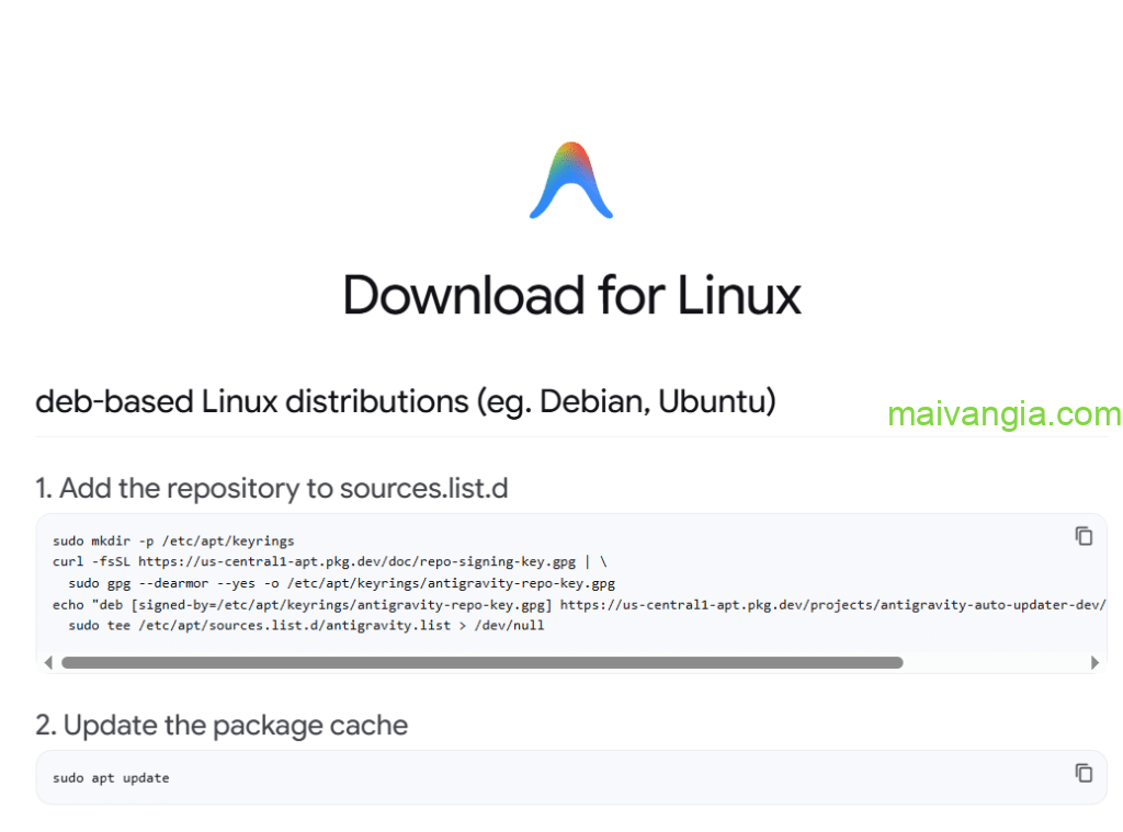 cài đặt antigravity cho linux